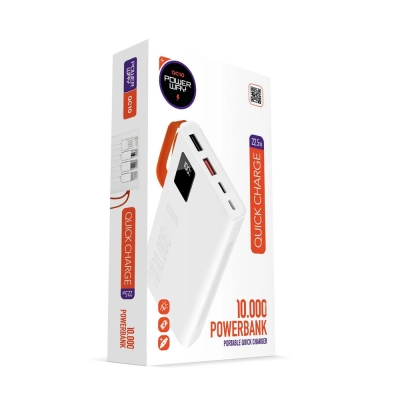 Powerway QC10 22.5W 10000 mAh PD Kablolu Powerbank Powerway QC10 22.5W 10000 mAh PD Kablolu Powerbank