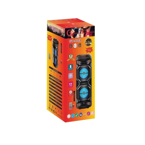 GY-8809 8.5"x2 Bluetooth Işıklı Speaker | 6000W GY-8809 8.5"x2 Bluetooth Işıklı Speaker | 6000W