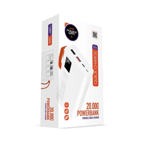 Powerway QC20 22.5W 20000 mAh PD Kablolu Powerbank Powerway QC20 22.5W 20000 mAh PD Kablolu Powerbank