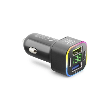 Subzero CR75 38W 2xUsb 2xPD Giriş Digital Göstergeli Süper Fast RGB Araç Şarj Başlığı