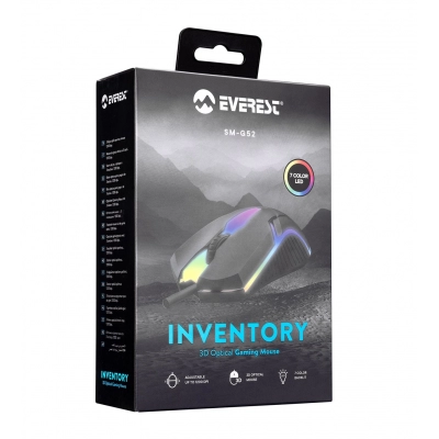 Everest SM-G52 Kablolu 1200dpi Oyuncu Mouse | 7 Renk Işıklı | 3 Tuş