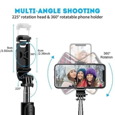 Q02 Buetooth Kumandalı Selfie Çubuğu | Tripod 103cm 360 Oynar Kafa Q02 Buetooth Kumandalı Selfie Çubuğu | Tripod 103cm 360 Oynar Kafa