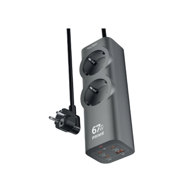 Fulltech FC54 6in1 GAN Masaüstü Priz | Şarj Cihazı | 1 x USB-A | 3 x USB-C | 2 x 220V