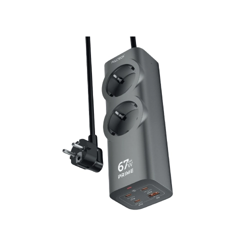 Fulltech FC54 6in1 GAN Masaüstü Priz | Şarj Cihazı | 1 x USB-A | 3 x USB-C | 2 x 220V