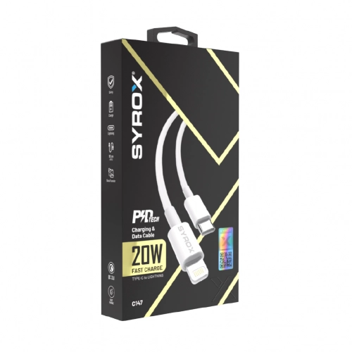 Syrox C147 Type-C to Lightning 20W Pd Şarj | Data Kablosu Syrox C147 Type-C to Lightning 20W Pd Şarj | Data Kablosu