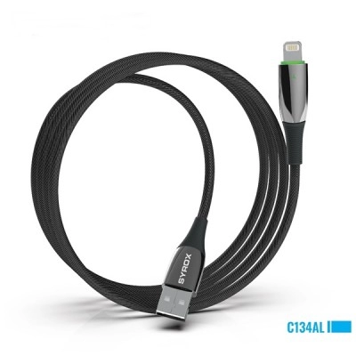 Syrox C134AL 2.4 Amper Spiral Metal Örgülü İphone Fast Kablo | Led