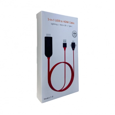 OneZero ZR18 3in1 Usb to Hdmi Kablo | Lightning - Micro - Type-C OneZero ZR18 3in1 Usb to Hdmi Kablo | Lightning - Micro - Type-C