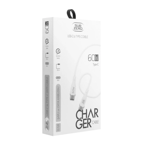 Subzero CL120 PD Type-C 60W Hızlı Şarj Kablosu Subzero CL120 PD Type-C 60W Hızlı Şarj Kablosu