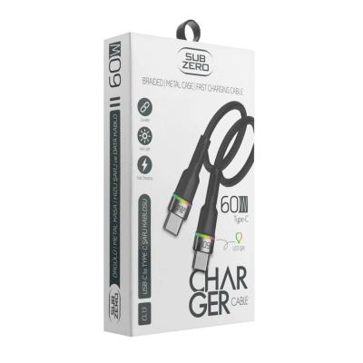 Subzero CL13 60W PD Type-C RGB Ledli Örgülü Hızlı Şarj Kablosu Subzero CL13 60W PD Type-C RGB Ledli Örgülü Hızlı Şarj Kablosu