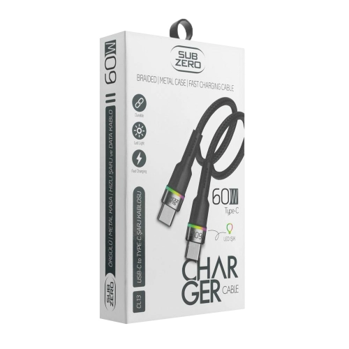Subzero CL13 60W PD Type-C RGB Ledli Örgülü Hızlı Şarj Kablosu Subzero CL13 60W PD Type-C RGB Ledli Örgülü Hızlı Şarj Kablosu