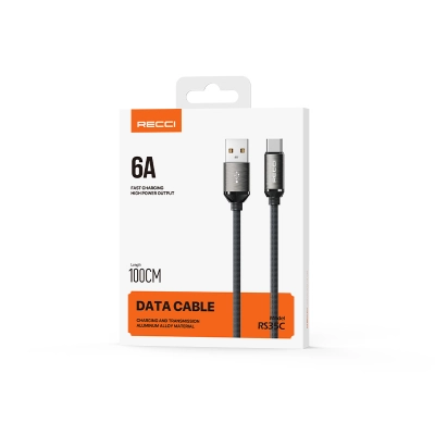 Recci RS35C USB-A to Type-C 6A Hızlı Şarj Özellikli Örgülü Data ve Şarj Kablosu 1M Recci RS35C USB-A to Type-C 6A Hızlı Şarj Özellikli Örgülü Data ve Şarj Kablosu 1M