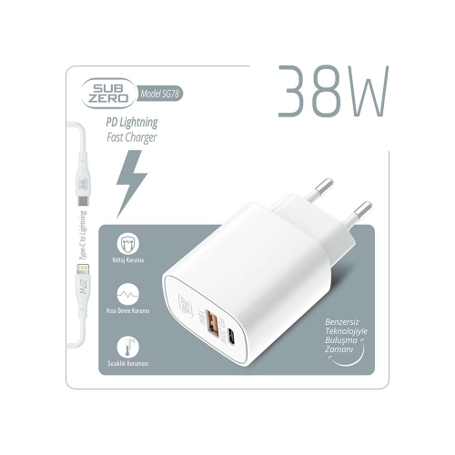 Subzero SG78 38W Usb/Pd Girişili Ligtning Fast Şarj Aleti Subzero SG78 38W Usb/Pd Girişili Ligtning Fast Şarj Aleti