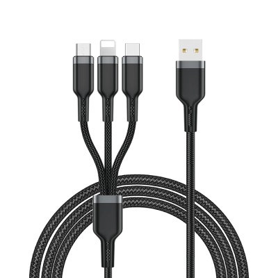 Wiwu Wi-C014 Platinum 3 in 1 USB-A to Lightning – Type-C – Micro Şarj ve Data Kablosu | 3.1A  1.2m