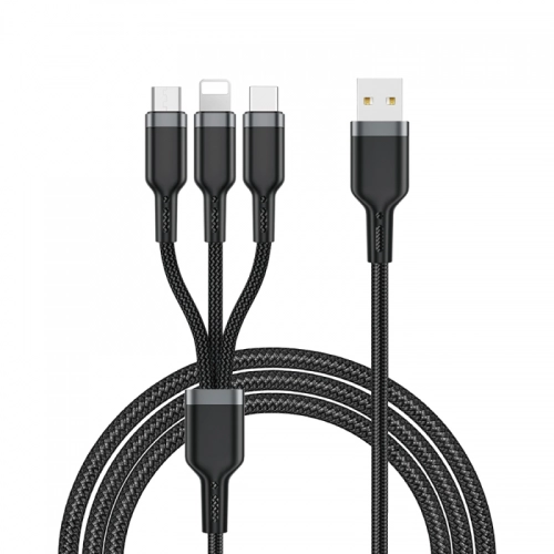Wiwu Wi-C014 Platinum 3 in 1 USB-A to Lightning – Type-C – Micro Şarj ve Data Kablosu | 3.1A  1.2m
