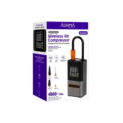Auhma A6655 Şarjlı Hava Pompası | Dijital Göstergeli | 4000 mAh | 150 PSI Auhma A6655 Şarjlı Hava Pompası | Dijital Göstergeli | 4000 mAh | 150 PSI