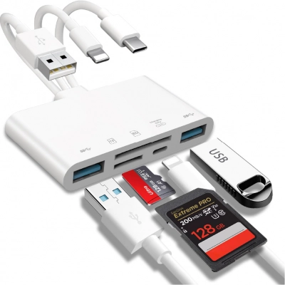NK-1032 Pro Memory | SD | TF Kart Okuyucu | USB - Type-C - Lightning Kablo Girişi