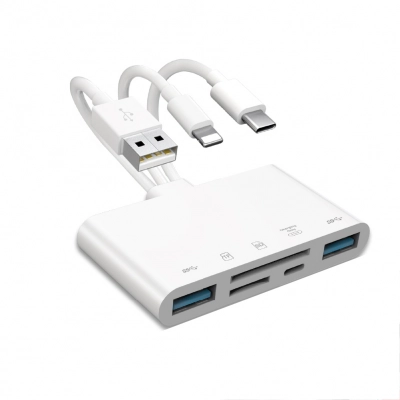 NK-1032 Pro Memory | SD | TF Kart Okuyucu | USB - Type-C - Lightning Kablo Girişi