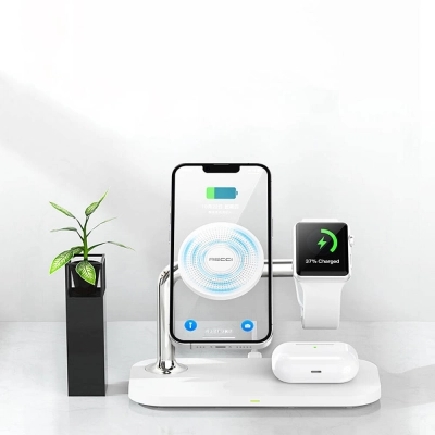 Recci RCW-20 Prestige 3in1 15W Hızlı Şarj Özellikli Magnetik Kablosuz Şarj Standı