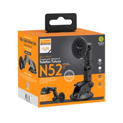 Lucatech LS-810 Mıknatıslı Araç Telefon Tutucu | Nano Vantuz | N52 Magnet