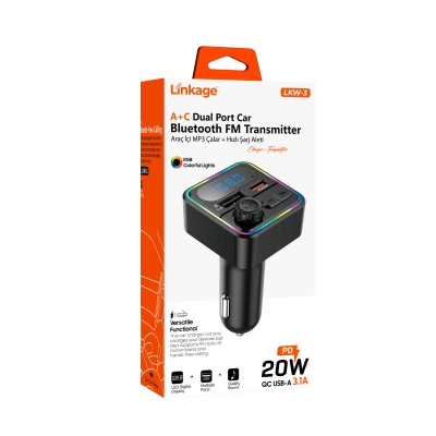 Linkage LKW-3 RGB PD20W 3.1A Fm Transmitter | PD Hızlı Araç Şarjı