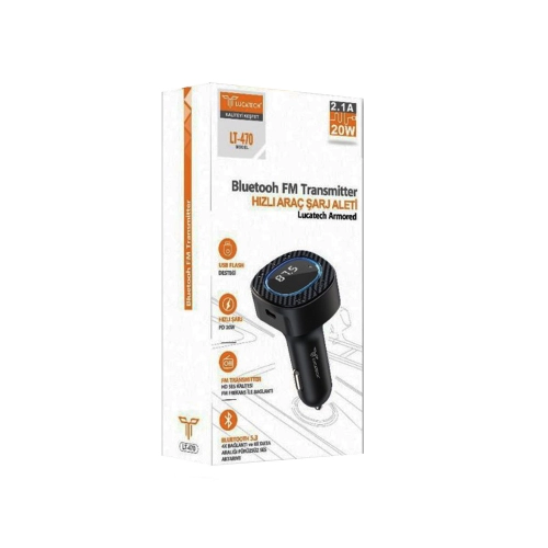 Lucatech Lt-470 2.1 Amper 20W PD Bluetooth Fm Transmitter Lucatech Lt-470 2.1 Amper 20W PD Bluetooth Fm Transmitter