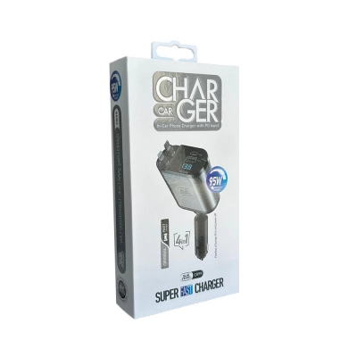 Subzero CR99 95W 1xUsb 2xPD Giriş Digital Göstergeli Süper Fast Kendinden Makaralı Kablolu Araç Şarj Başlığı Subzero CR99 95W 1xUsb 2xPD Giriş Digital Göstergeli Süper Fast Kendinden Makaralı Kablolu Araç Şarj Başlığı