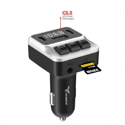Lucatech LF-153 45W PD Bluetooth Fm Transmitter | Mavi Ortam Işığı Lucatech LF-153 45W PD Bluetooth Fm Transmitter | Mavi Ortam Işığı