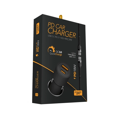 Powerway Type-c 3.1A 25W Pd Araç Şarjı CC36 Powerway Type-c 3.1A 25W Pd Araç Şarjı CC36