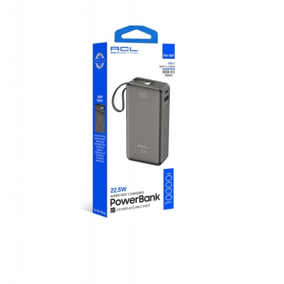 ACL PW-109 10000 Mah 22.5W Powerbank | LCD Göstergeli | Dahili Type-C Kablolu ACL PW-109 10000 Mah 22.5W Powerbank | LCD Göstergeli | Dahili Type-C Kablolu