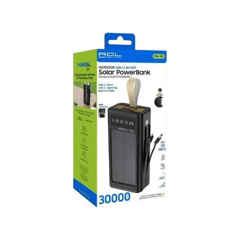 Acl PW-90 30000 Mah 2li Kablolu Powerbank | Güneş Enerjili | 4 x USB Çıkış | El Feneri Acl PW-90 30000 Mah 2li Kablolu Powerbank | Güneş Enerjili | 4 x USB Çıkış | El Feneri