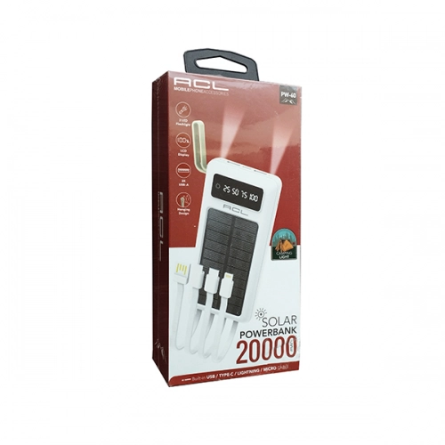 Acl PW60 Güneş Enerjili Solar 20000 Mah 4lü Kablolu Powerbank