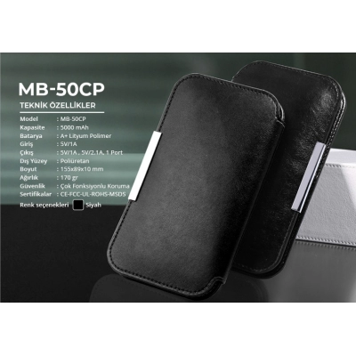 Mobilmoods MB-50CP 5000 Mah Cüzdan Powerbank | Suni Deri