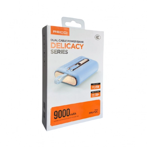 Recci RPB-P12C Hızlı Şarj Özellikli Type-C Kablolu 9000mAh Powerbank | 20W PD | 22.5W Type-C |Askı İpli Recci RPB-P12C Hızlı Şarj Özellikli Type-C Kablolu 9000mAh Powerbank | 20W PD | 22.5W Type-C |Askı İpli