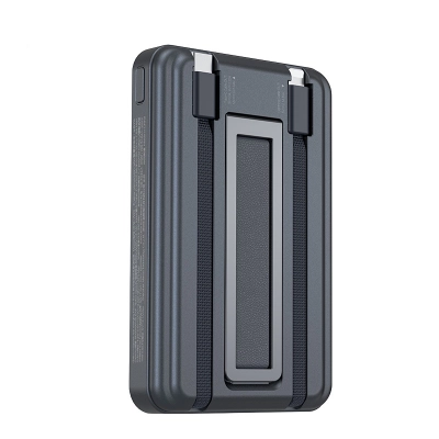 Recci RPB-W23 10000mAh Led Göstergeli Standlı 15WKablosuz Şarj Özellikli Type-C ve Lightning Kablolu Powerbank | PD 20W