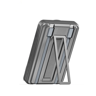 Recci RPB-W23 10000mAh Led Göstergeli Standlı 15WKablosuz Şarj Özellikli Type-C ve Lightning Kablolu Powerbank | PD 20W