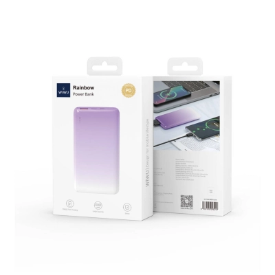 Wiwu Wi-P008 Rainbow 10000mAh Powerbank | LED Işıklı Göstergeli | PD 22.5W