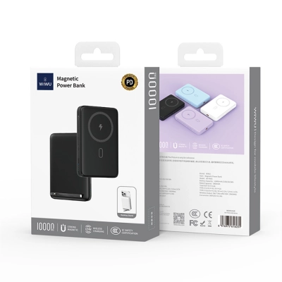Wiwu Magnetic Wi-P043 Led Göstergeli 10.000Mah Powerbank | Kablosuz Şarj | 15 Watt