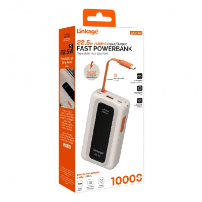 Linkage LKP60 10000 Mah 22.5W Powerbank | Lcd Gösterge | Makaralı Type-C Kablo Linkage LKP60 10000 Mah 22.5W Powerbank | Lcd Gösterge | Makaralı Type-C Kablo