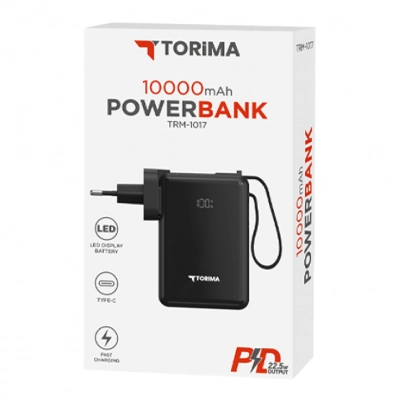 Torima Trm-1017 10000 mAh PD 22.5W Powerbank | 220V Priz Girişi |LCD Gösterge