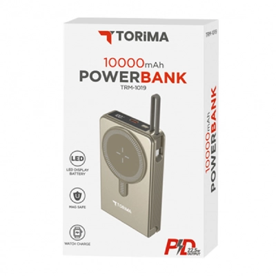 Torima Trm-1019 10000 mAh 22.5W Pd Powerbank | Kablosuz Şarj | LCD Gösterge
