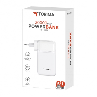 Torima Trm-1027 20000 mAh PD 22.5W Powerbank | 220V Priz Girişi |LCD Gösterge