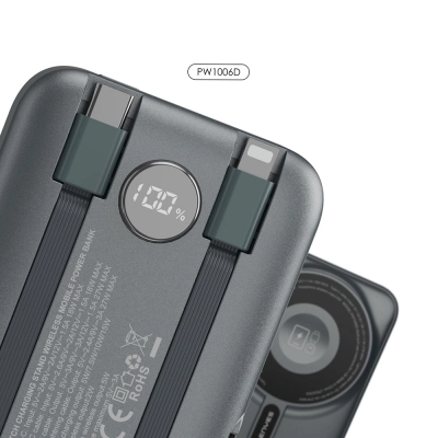 Lenyes PW1006D Dijital LED Ekranlı Standlı Wireless Powerbank 15W 10.000mAh Lenyes PW1006D Dijital LED Ekranlı Standlı Wireless Powerbank 15W 10.000mAh