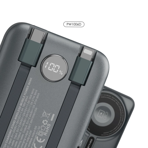 Lenyes PW1006D Dijital LED Ekranlı Standlı Wireless Powerbank 15W 10.000mAh Lenyes PW1006D Dijital LED Ekranlı Standlı Wireless Powerbank 15W 10.000mAh