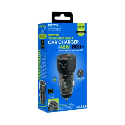 ACL ACC-05 48W 3.4A PD Hızlı Araç Şarj Başlık | 1xType-C 1xUSB QC