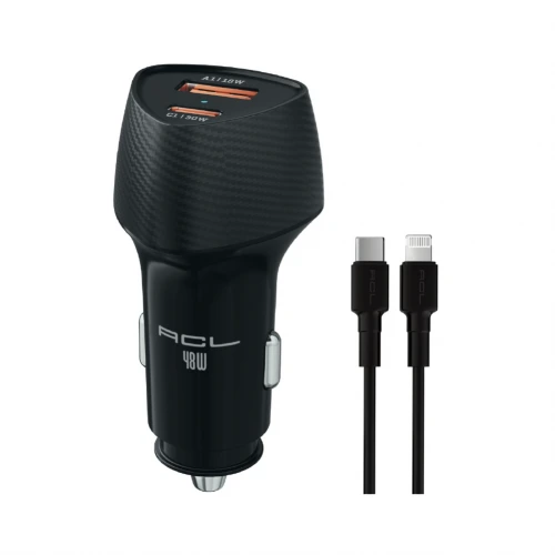 ACL ACC-09 PD Lightning Kablolu 48W 3.4A Hızlı Araç Şarjı | 18W USB-A Çıkış | 30W USB-C Çıkış