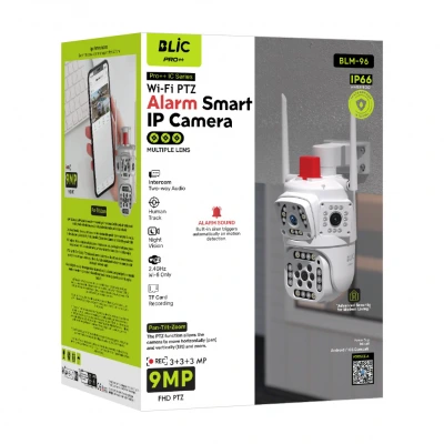 Blic BLM-96 Alarmlı Akıllı IP Kamera | PTZ 9MP | Çoklu Lens