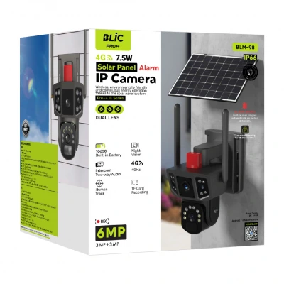 Blic BLM-98 Güneş Enerjili PTZ 6MP IP Kamera | Çift Lens | 4G SİM Kart