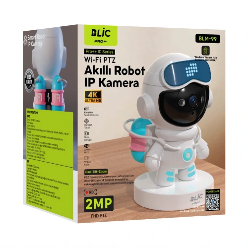 Blic BLM-99 Akıllı Robot IP Kamera | 2MP PTZ 1080P Full HD