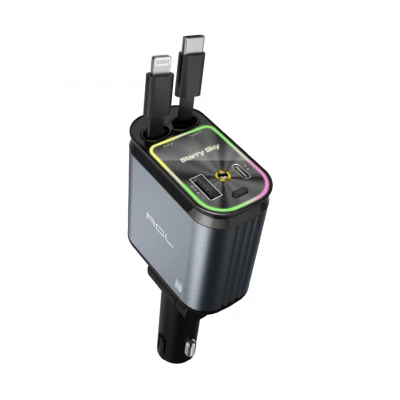 ACL ACC-01 RGB 66W 3.4A Hızlı Araç Şarjı | Makaralı Type-C ve Lightning Kablolu | Tavan Yıldız Yansıtma
