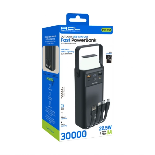 Acl PW112 30000 mAh 22.5W Kablolu Powerbank | Fenerli